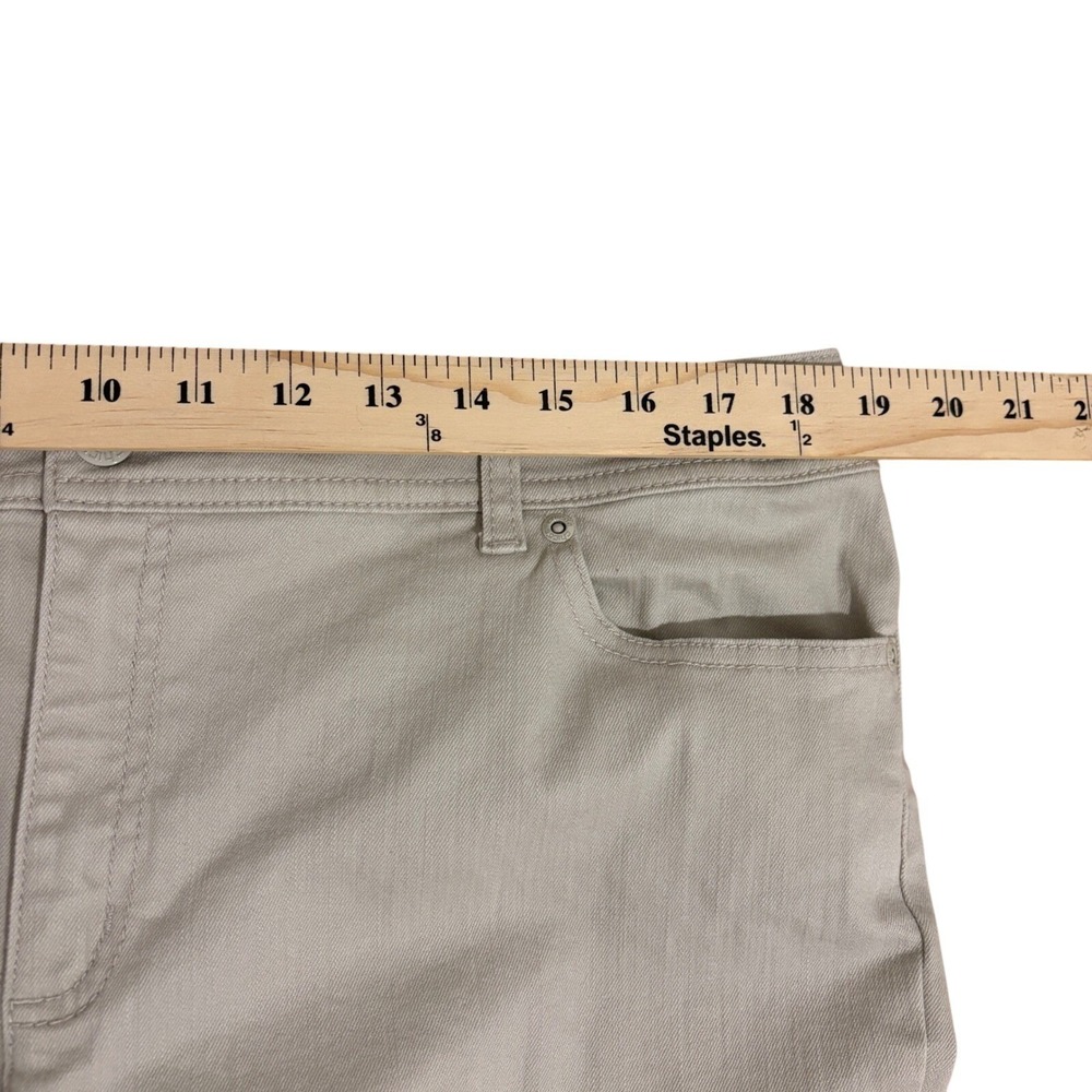Chicos 2.5 Beige Tan Straight Leg Cotton Stretch Pants Sz 14 Embroidered Pockets - Picture 5 of 8